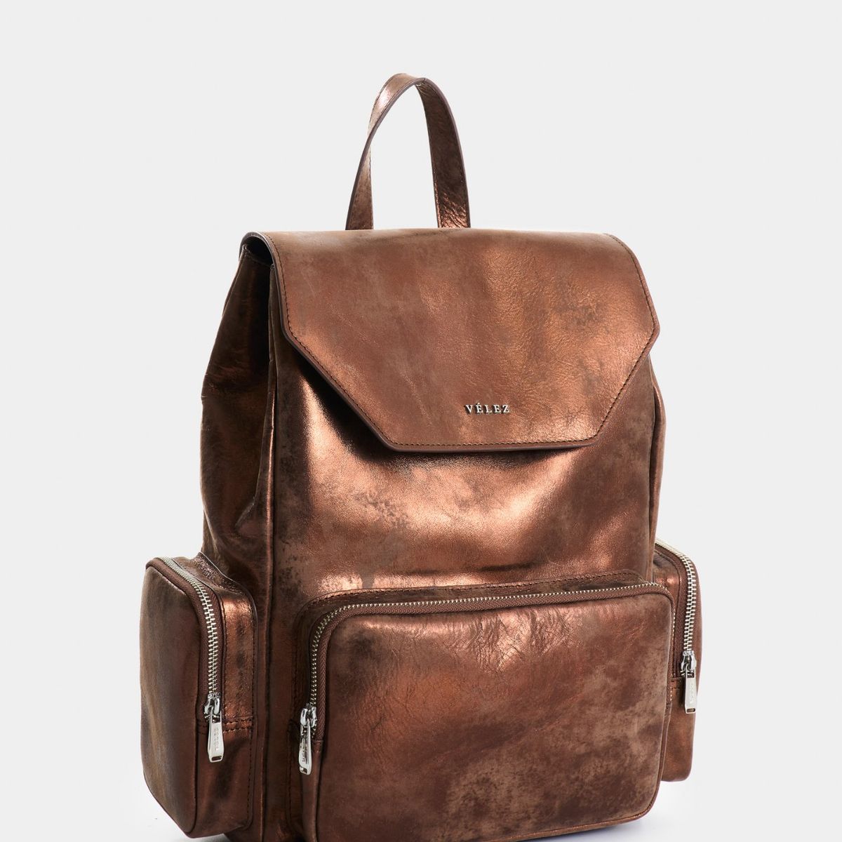 VELEZ - Vélez Morral Silene Cuero Folia Mujer Tapa Hexagonal Bronce