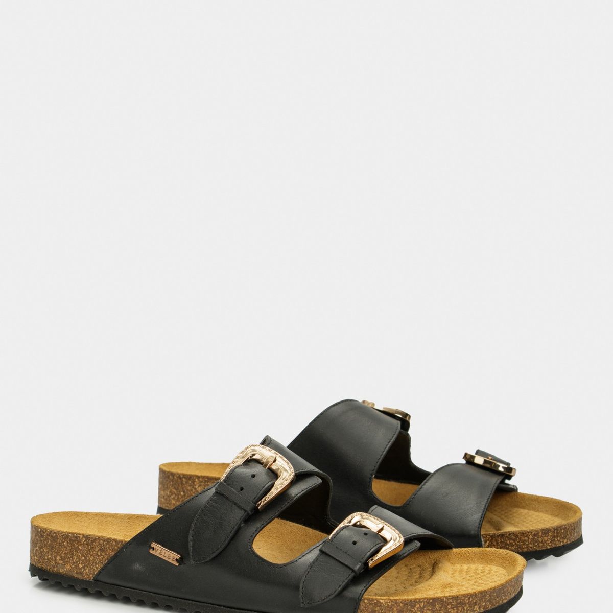 VELEZ - Vélez Sandalia Plana Pilos Cuero Mujer Suela Corcho Negro