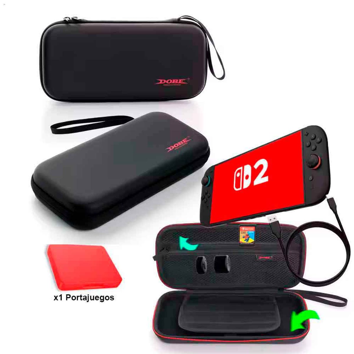 VARIOS - Estuche para Nintendo Switch 2 con Portajuegos Sujetador Negro 73db