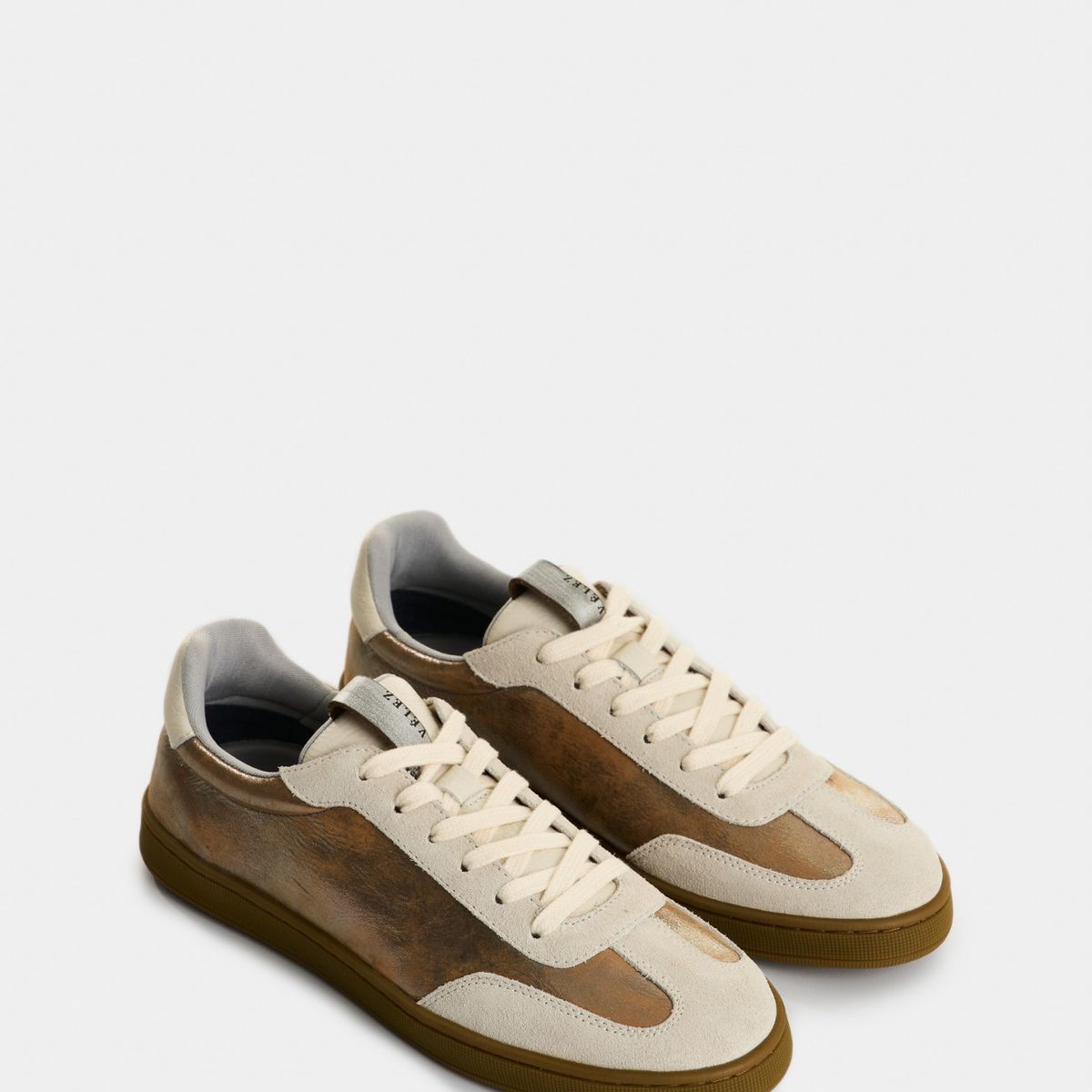 VELEZ - Vélez Tenis Astra Cuero Folia Mujer Detalle Gamuzado Plata