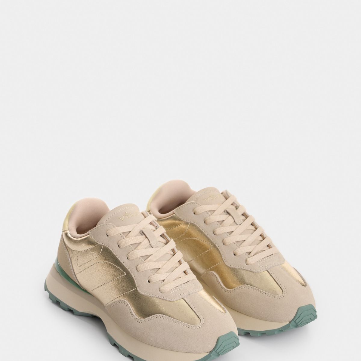 VELEZ - Vélez Tenis Sahara De Cuero Para Mujer Detalle Folia Dorado