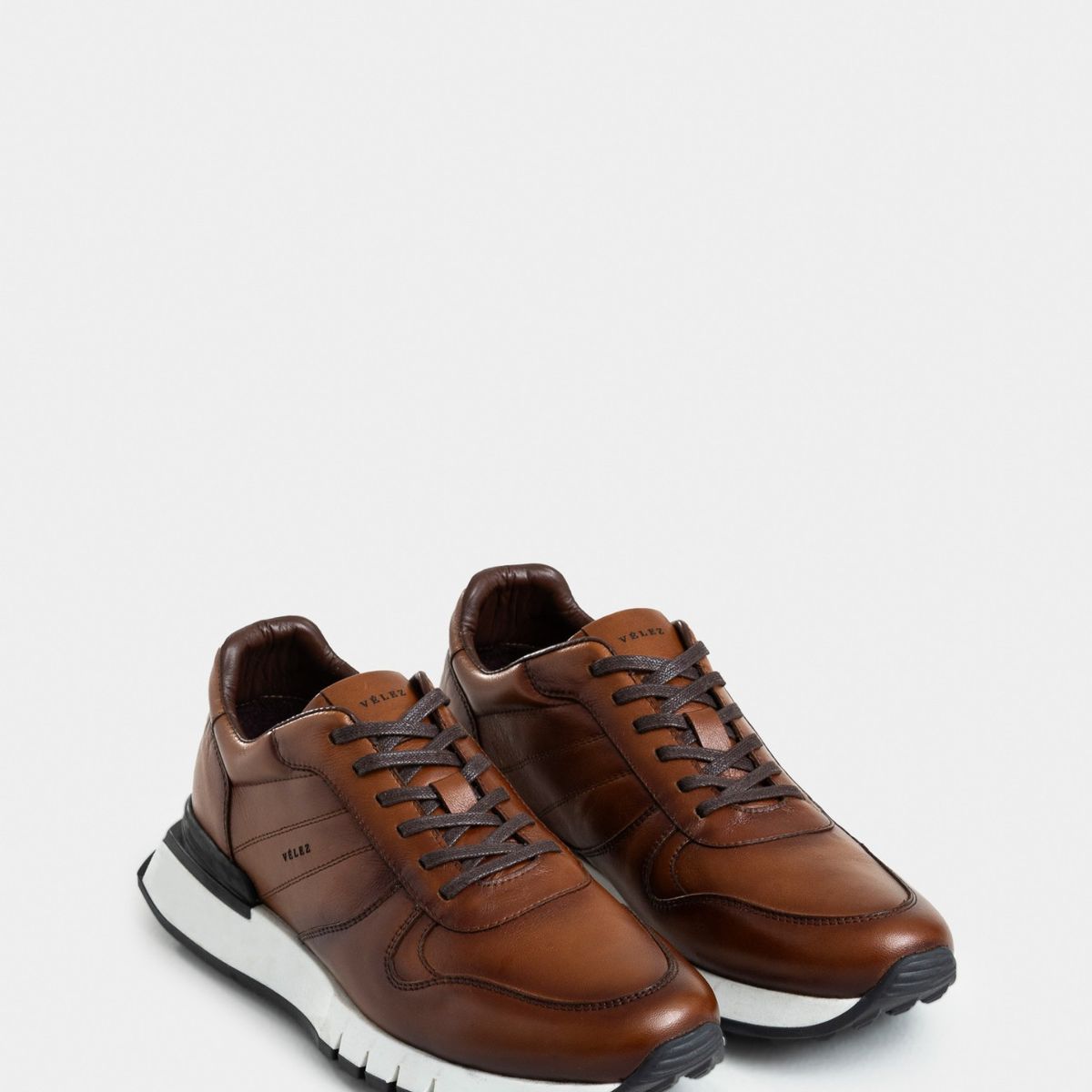 VELEZ - Vélez Zapatillas Iris Cuero Hombre Costuras Laterales Miel