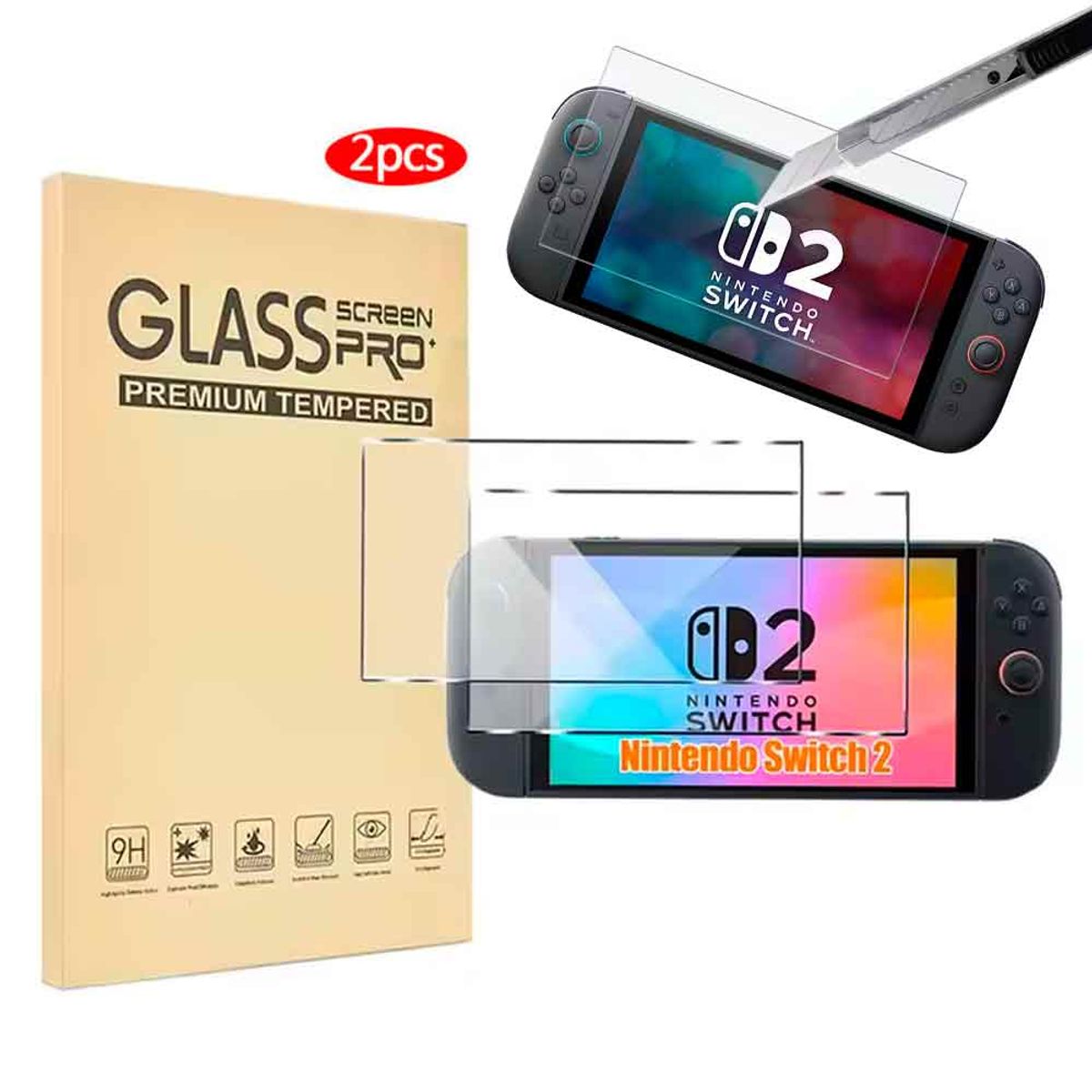 VARIOS - Pack 2 und Mica de Vidrio para Nintendo Switch 2