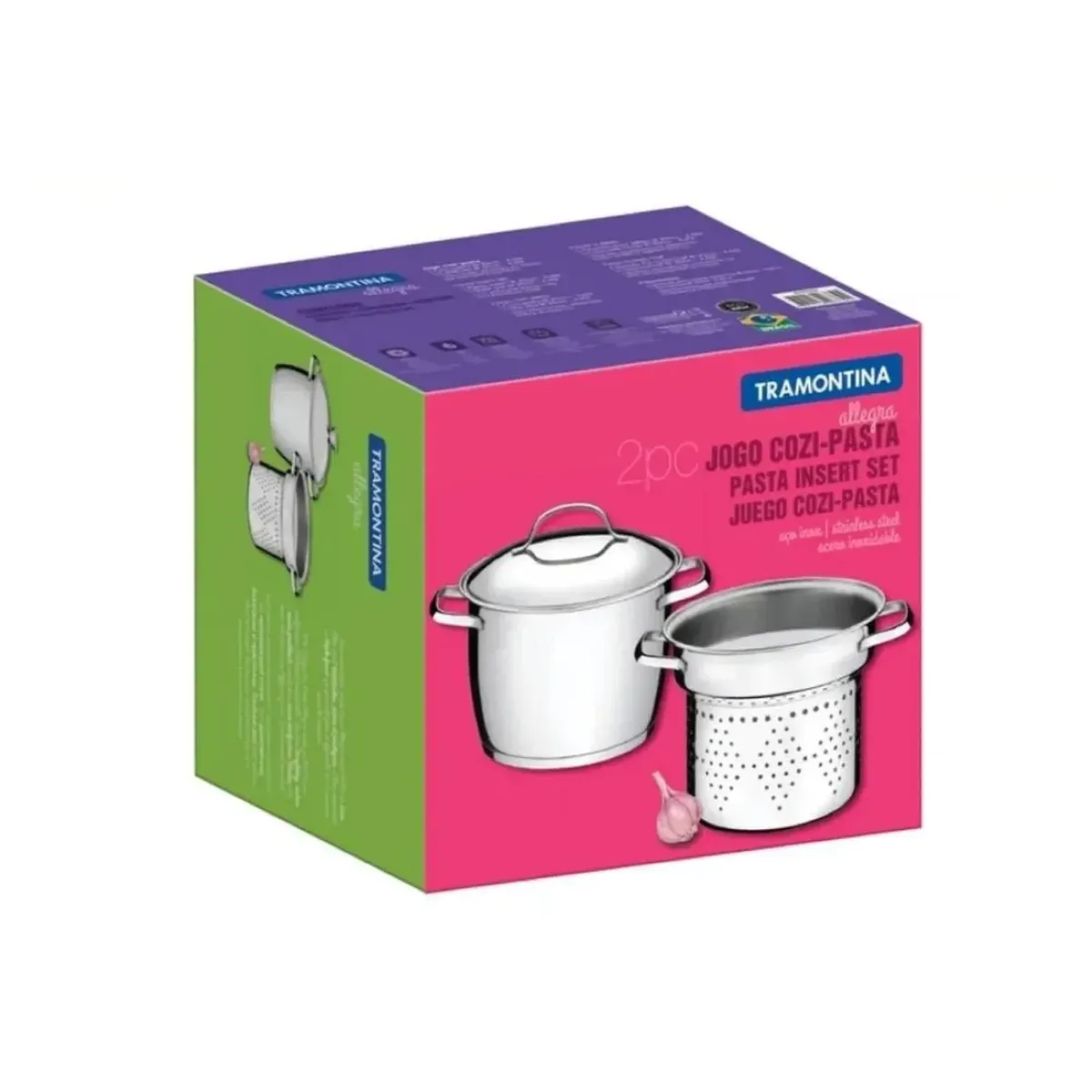 TRAMONTINA - Olla Vaporera Cozi Para Pasta de Acero Inoxidable por 2 Piezas