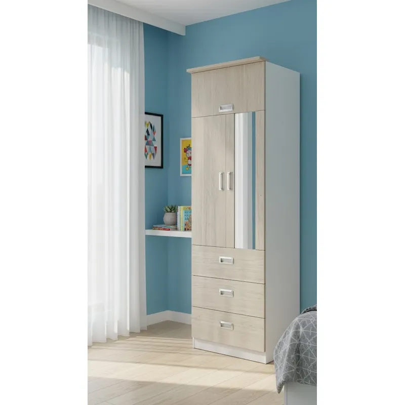 GENERICO - ROPERO JUNIOR DE 60 CM EN MELAMINE COLOR AMADERADO GRIS