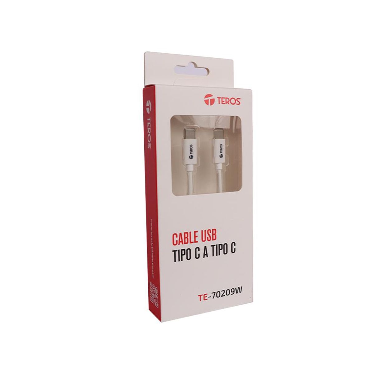 TEROS - Cable Usb Tipo C Teros Te-70209W, 3A Y 60W, Conexión Rápida, Color Blanco, Alta Velocidad