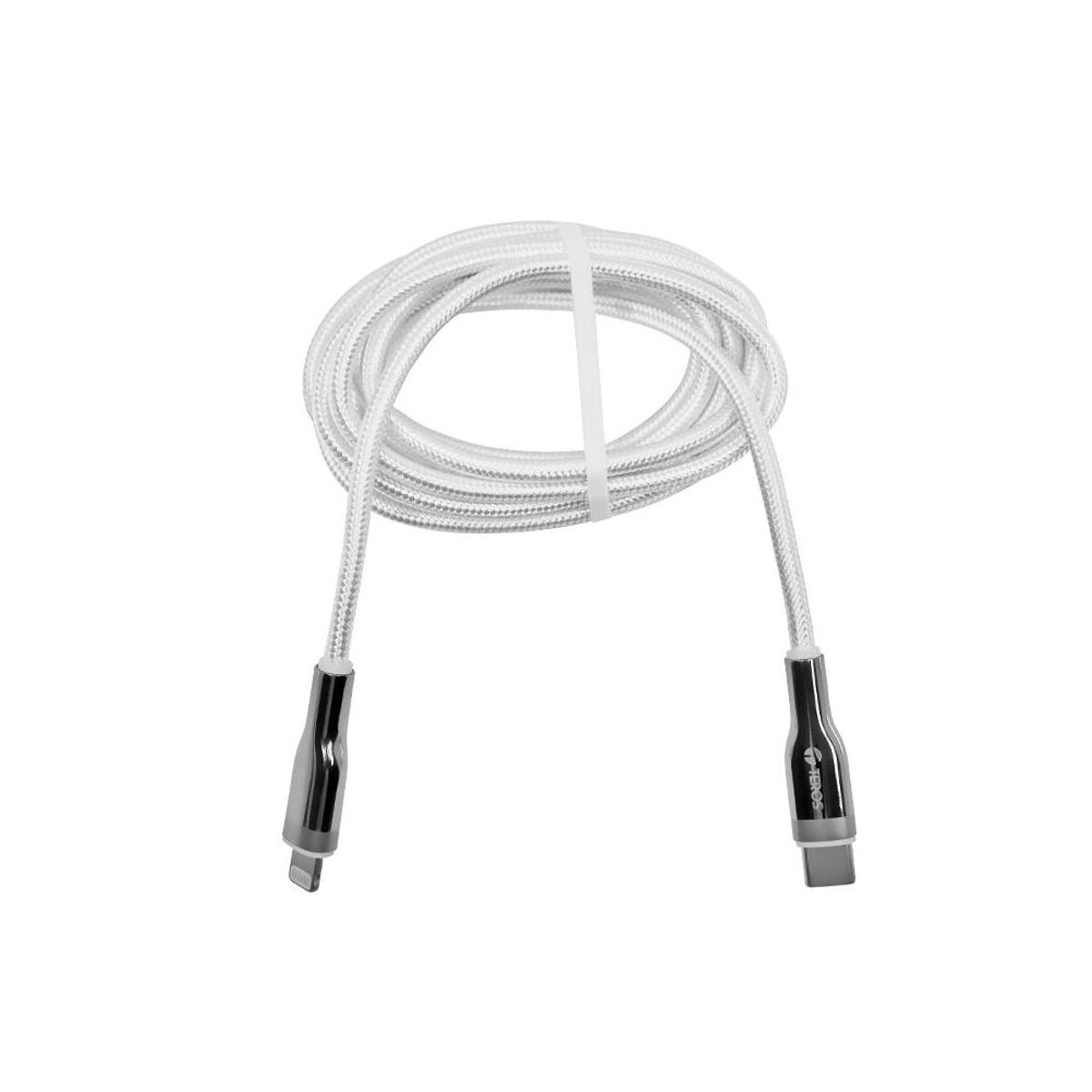 TEROS - Cable Usb Tipo C A Lightning Teros Te-70212W, 3A, 20W, Blanco Y Plateado - Conecta Y Carga