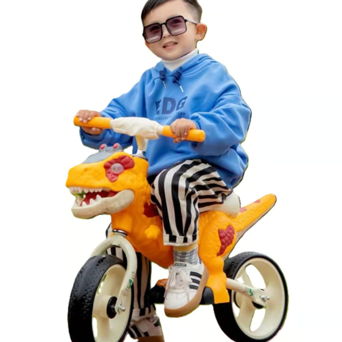 GENERICO - Bicicleta Equilibrio Dinosaurio con Luz y Musical - Naranja