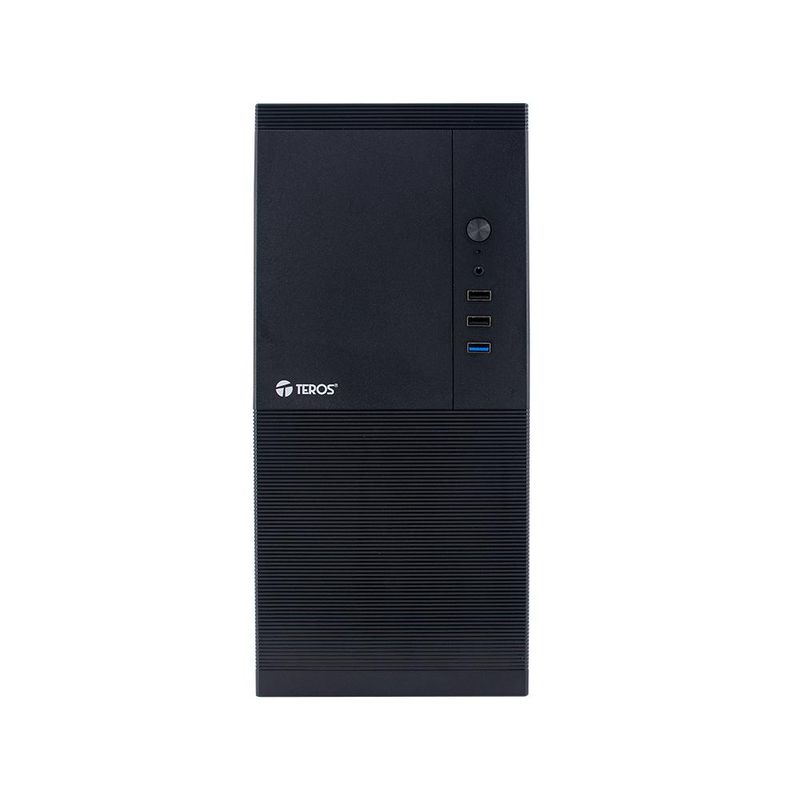 TEROS - Caja Teros Te-1033S Mini Tower Atx Negra Con 250W, Usb 3.0 Y Audio Hd - Ideal Para Tu Pc G