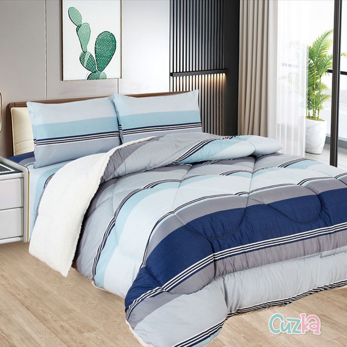 CASATEX - Edredón Tela Hipoalergénico con Carnero QUEEN + Set de Sábanas