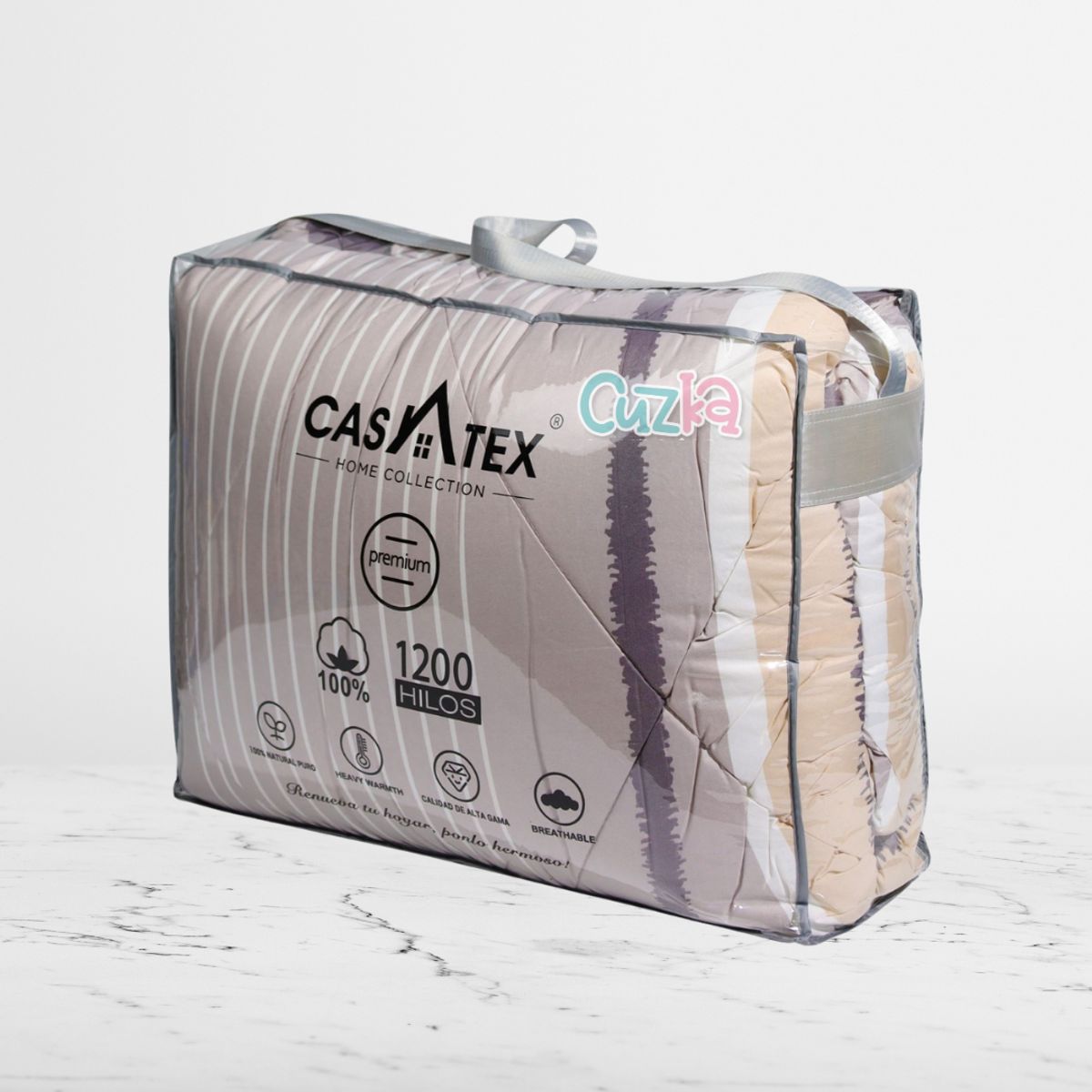 CASATEX - Edredón Tela Hipoalergénico con Carnero QUEEN + Set de Sábanas