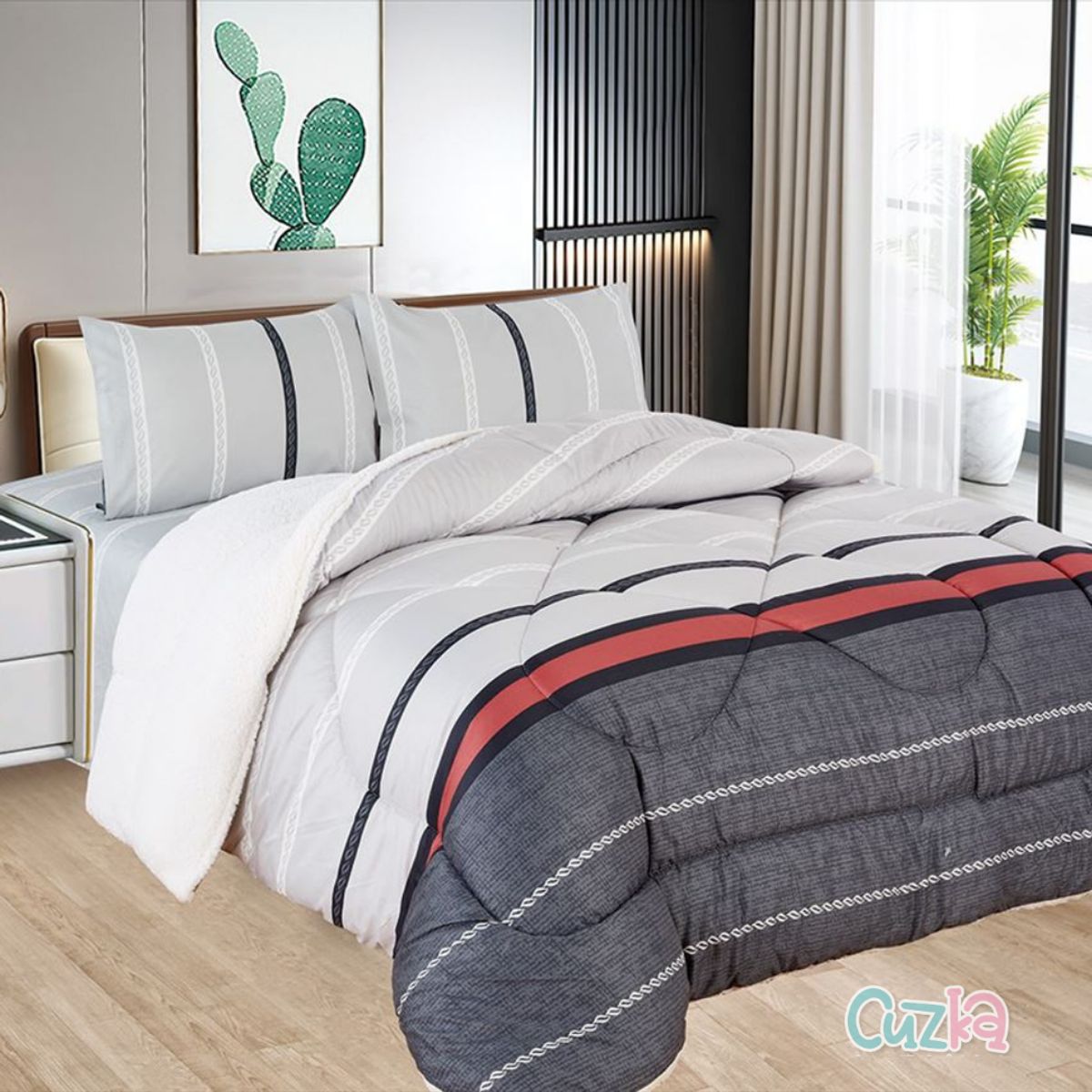 CASATEX - Edredón Tela Hipoalergénico con Carnero QUEEN + Set de Sábanas