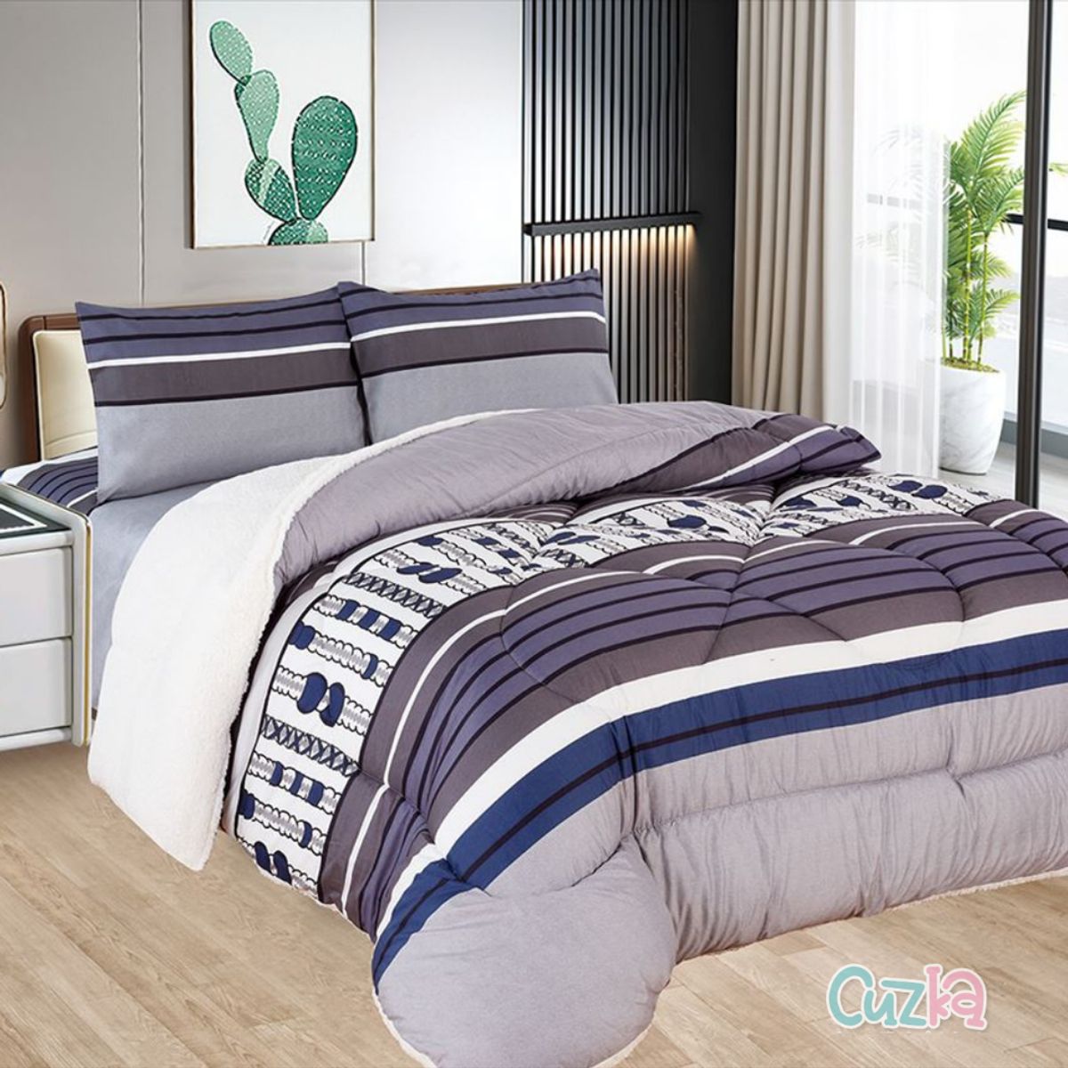 CASATEX - Edredón Tela Hipoalergénico con Carnero QUEEN + Set de Sábanas