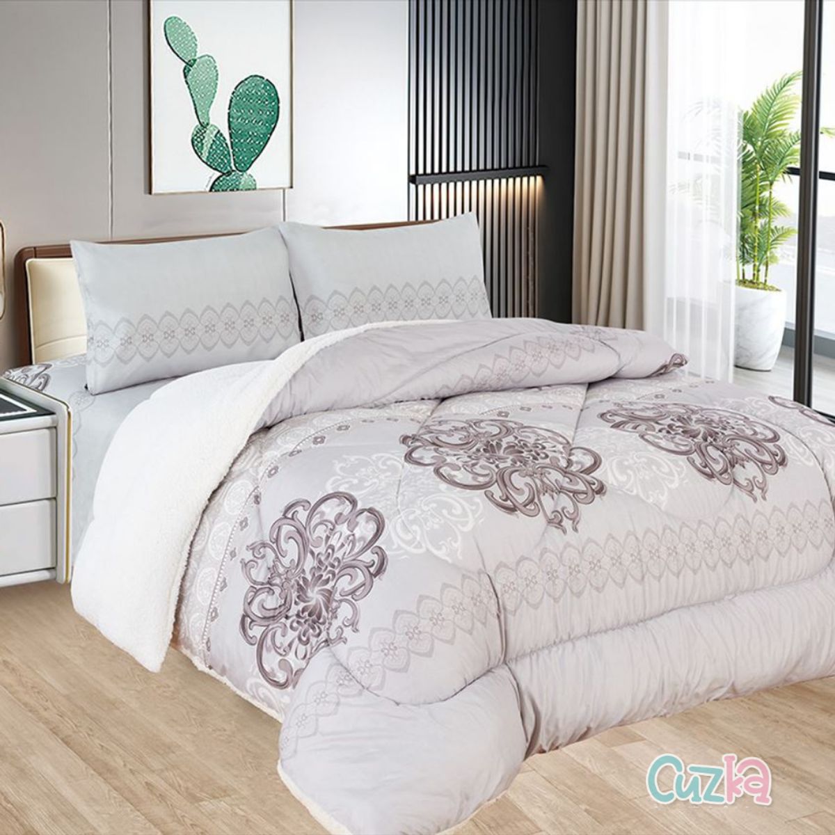 CASATEX - Edredón Tela Hipoalergénico con Carnero QUEEN + Set de Sábanas