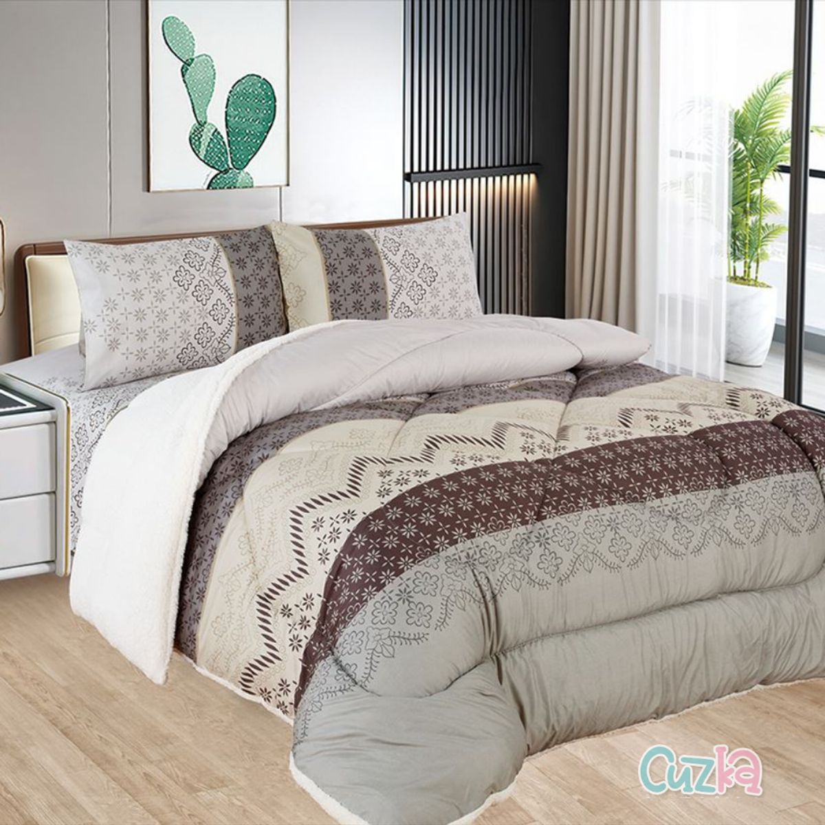 CASATEX - Edredón Tela Hipoalergénico con Carnero QUEEN + Set de Sábanas