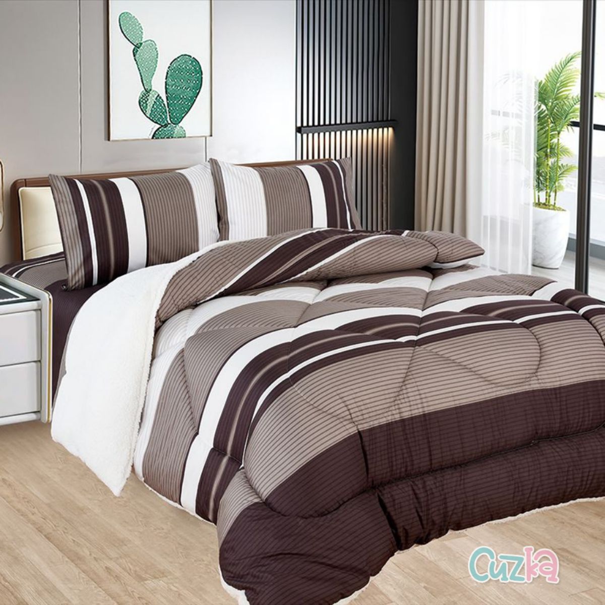 CASATEX - Edredón Tela Hipoalergénico con Carnero QUEEN + Set de Sábanas