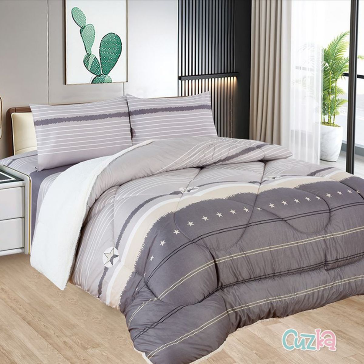 CASATEX - Edredón Tela Hipoalergénico con Carnero QUEEN + Set de Sábanas