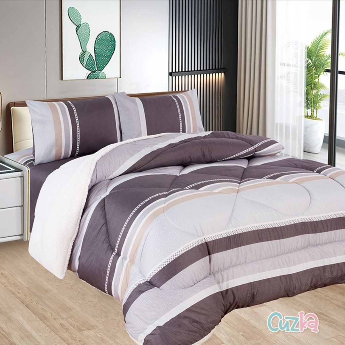 CASATEX - Edredón Tela Hipoalergénico con Carnero QUEEN + Set de Sábanas