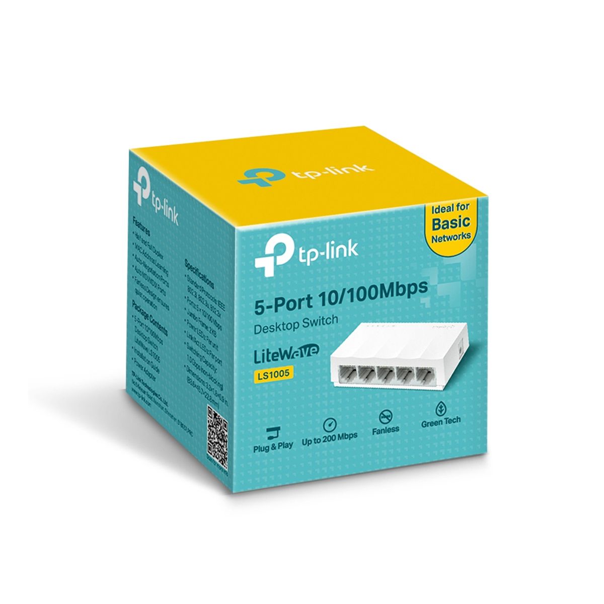 TP LINK - Conmutador Tp-Link Litewave Ls1005, 5 Puertos 10/100, Sobremesa, Ideal Para Red Doméstica