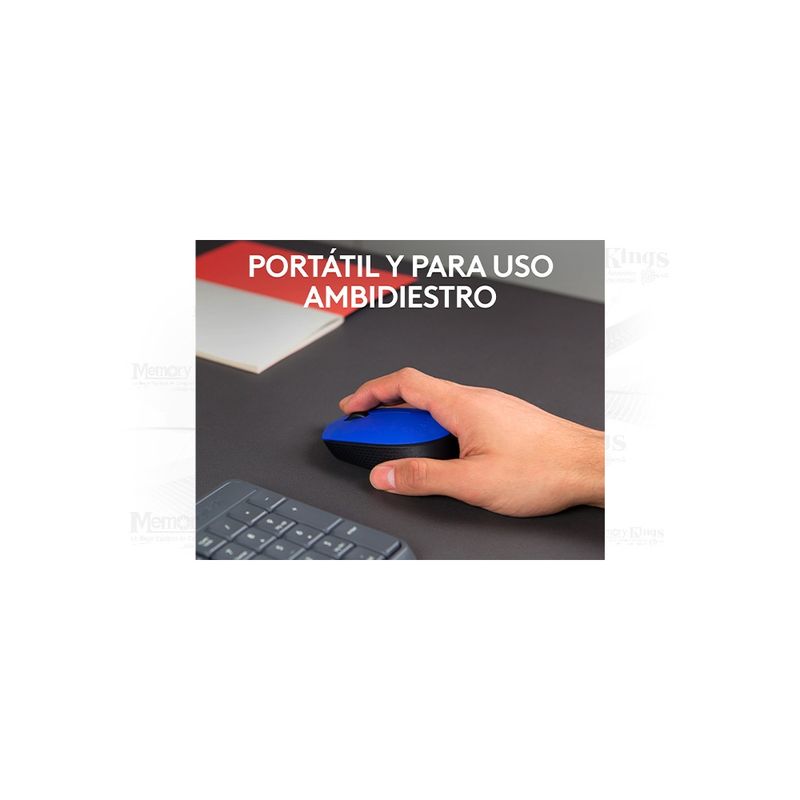 LOGITECH - Mouse Inalámbrico Logitech M170 Azul - Conectividad Fiable Y Diseño Ergonómico Para Comodi