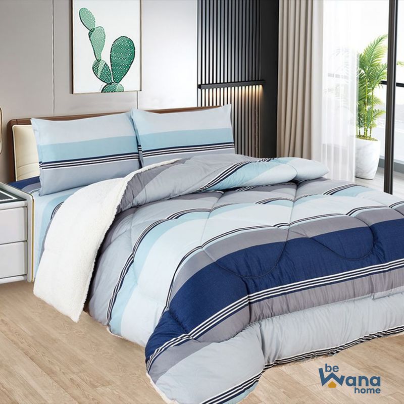 CASATEX - Edredón Tela Hipoalergénico con Carnero QUEEN + Set de Sábanas