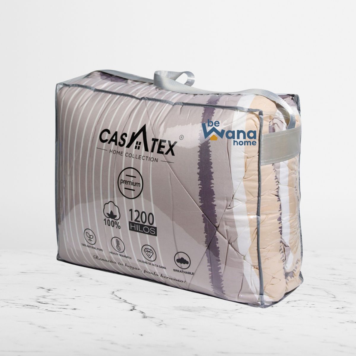 CASATEX - Edredón Tela Hipoalergénico con Carnero QUEEN + Set de Sábanas