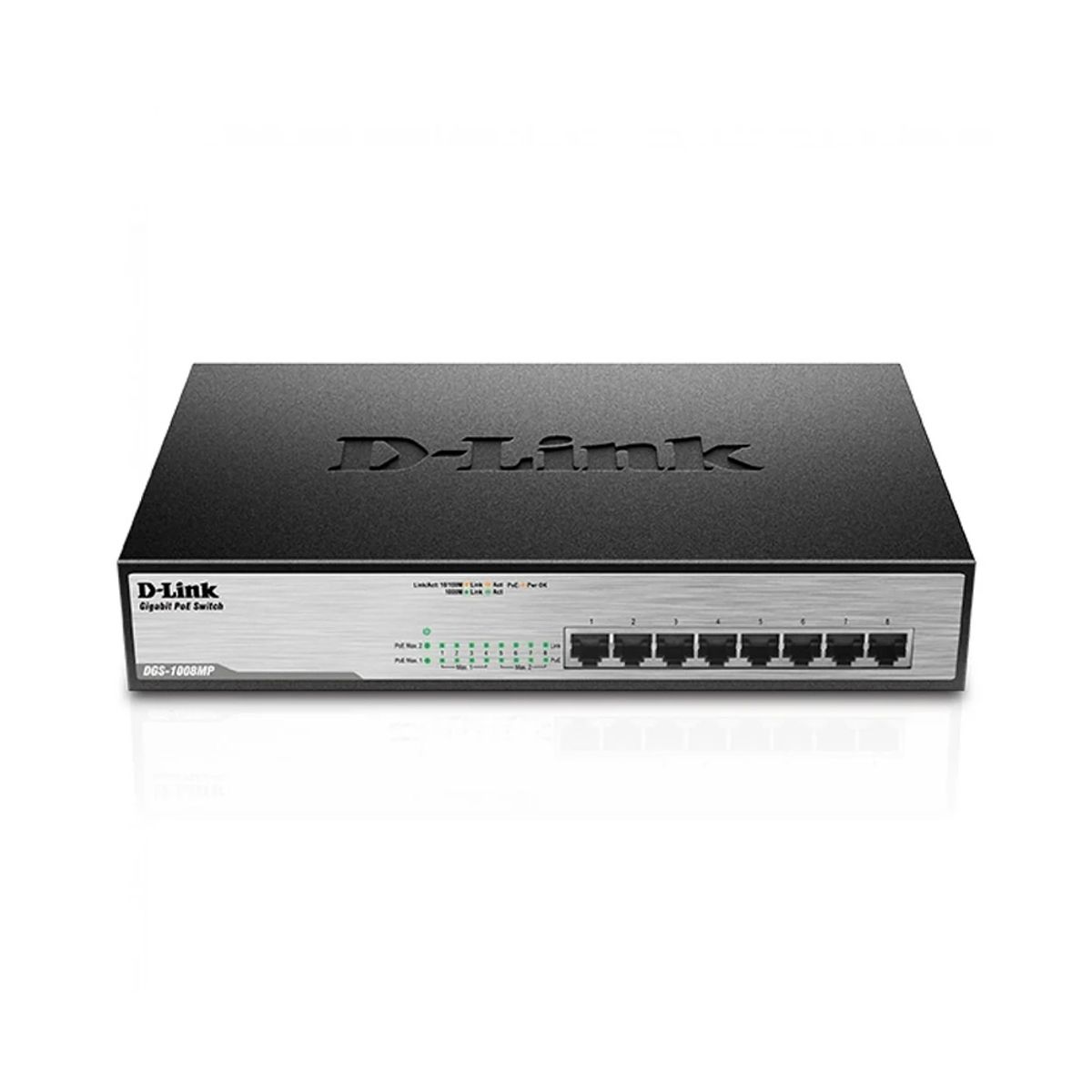 DLINK - Switch D-Link Dgs-1008Mp, 8 Puertos Rj-45 Gigabit Poe, Ideal Para Redes Rápidas Y Eficient