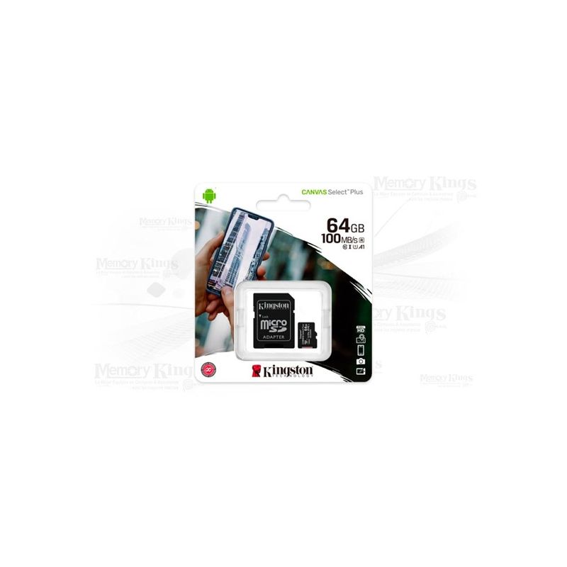 KINGSTON - Tarjeta De Memoria Kingston Canvas Select Plus 64 Gb Microsdxc Con Adaptador Sd Incluido -