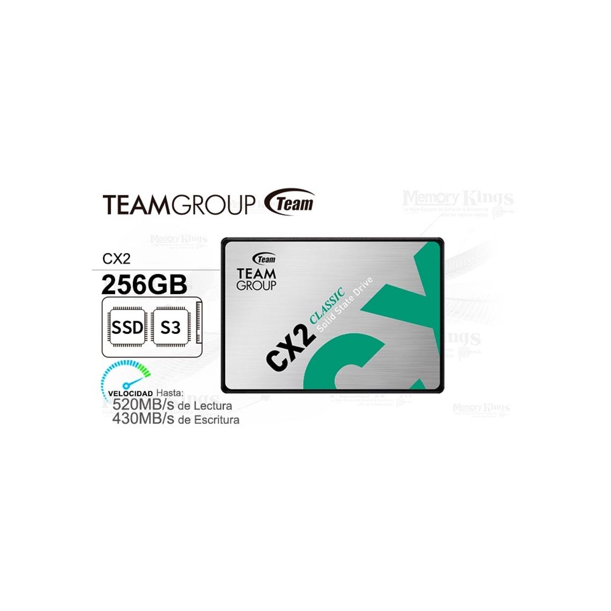 TEAMGROUP - Ssd 25 Sata 256Gb Teamgroup Cx2 - Rápido Y Confiable Para Mejorar El Rendimiento De Tu E