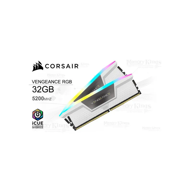 CORSAIR - Memoria Ddr5 Corsair Vengeance Rgb White 32Gb (2X16Gb) 5200Mhz Cl40 Para Alto Rendimiento