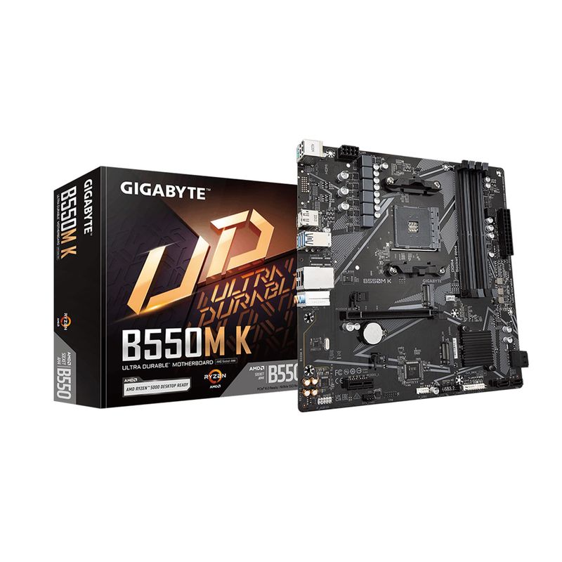 GIGABYTE - Placa Base Micro Atx Gigabyte B550M K, Socket Am4, Amd B550, Usb 3.2 Y Gigabit Lan, Ideal