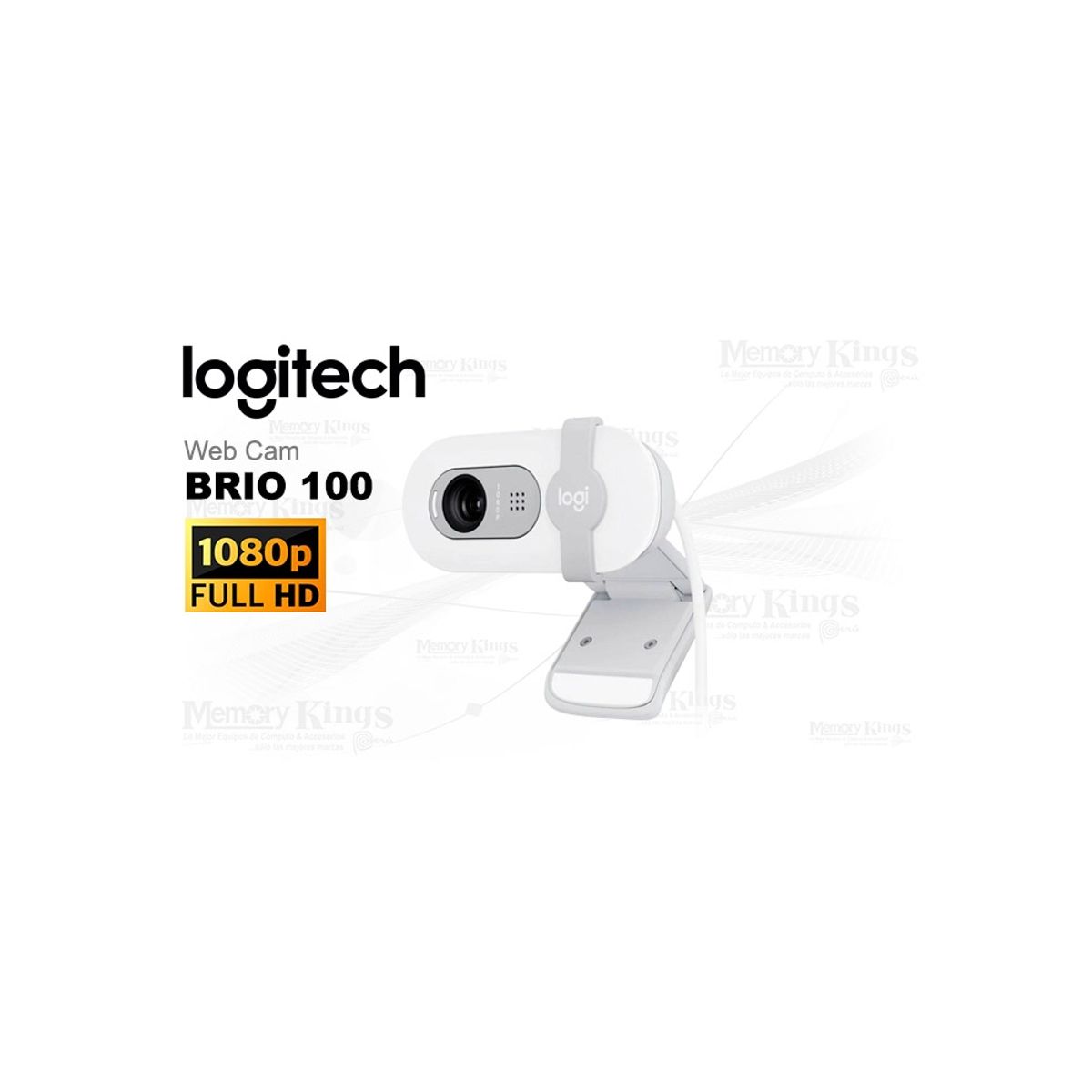 LOGITECH - Cámara Logitech Brio 100 Fhd 1080P Usb-A Blanca - Alta Definición Y Conexión Rápida