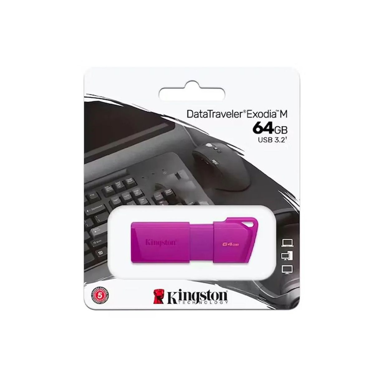 KINGSTON - Unidad Flash Kingston Datatraveler Exodia M 64Gb Usb 3.2 Tipo A Púrpura Neón