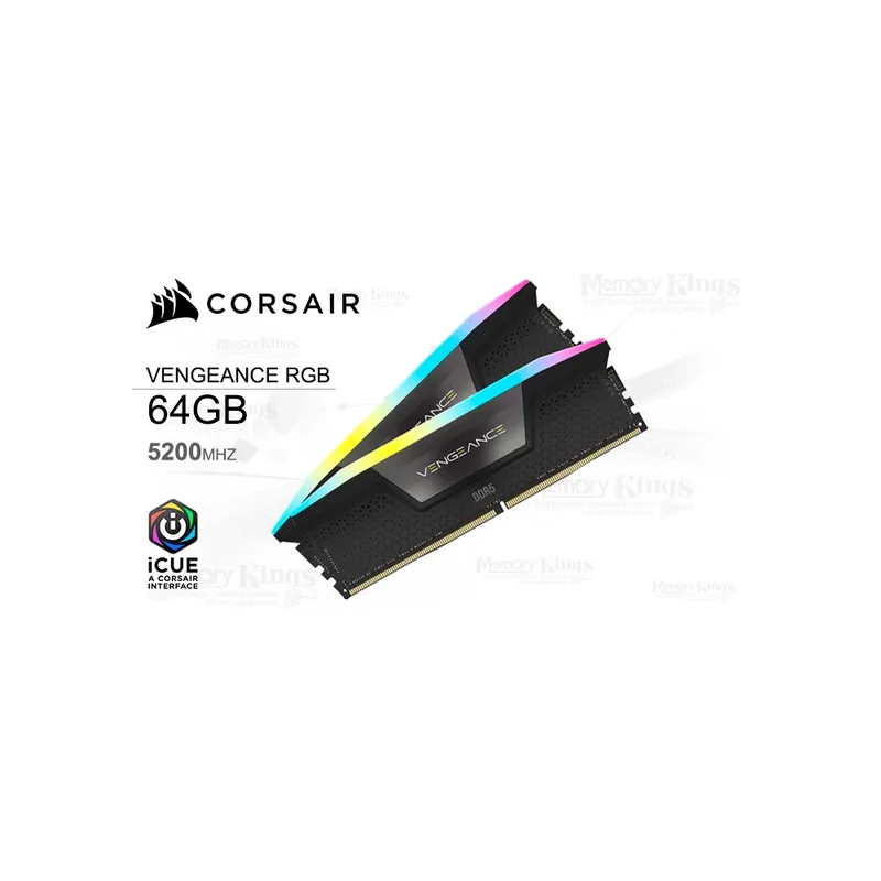 CORSAIR - Memoria Ram Corsair Vengeance Rgb 64Gb Ddr5 5200 Cl40 (2X32Gb) - Alta Velocidad Y Estilo N