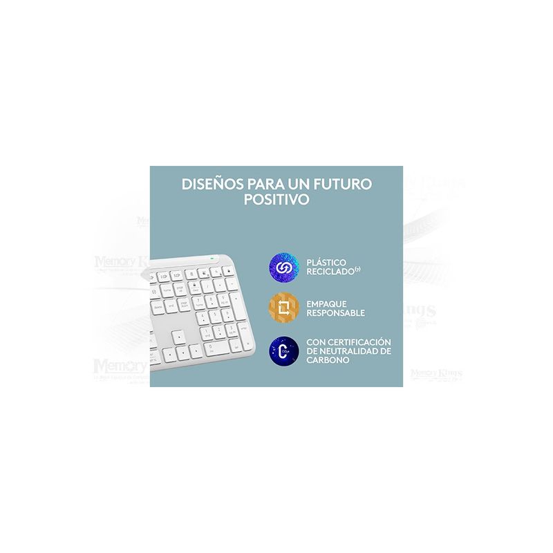 LOGITECH - Teclado Logitech Slim Silent K950 Inalámbrico Bluetooth Blanco - Teclado Silencioso Y Eleg