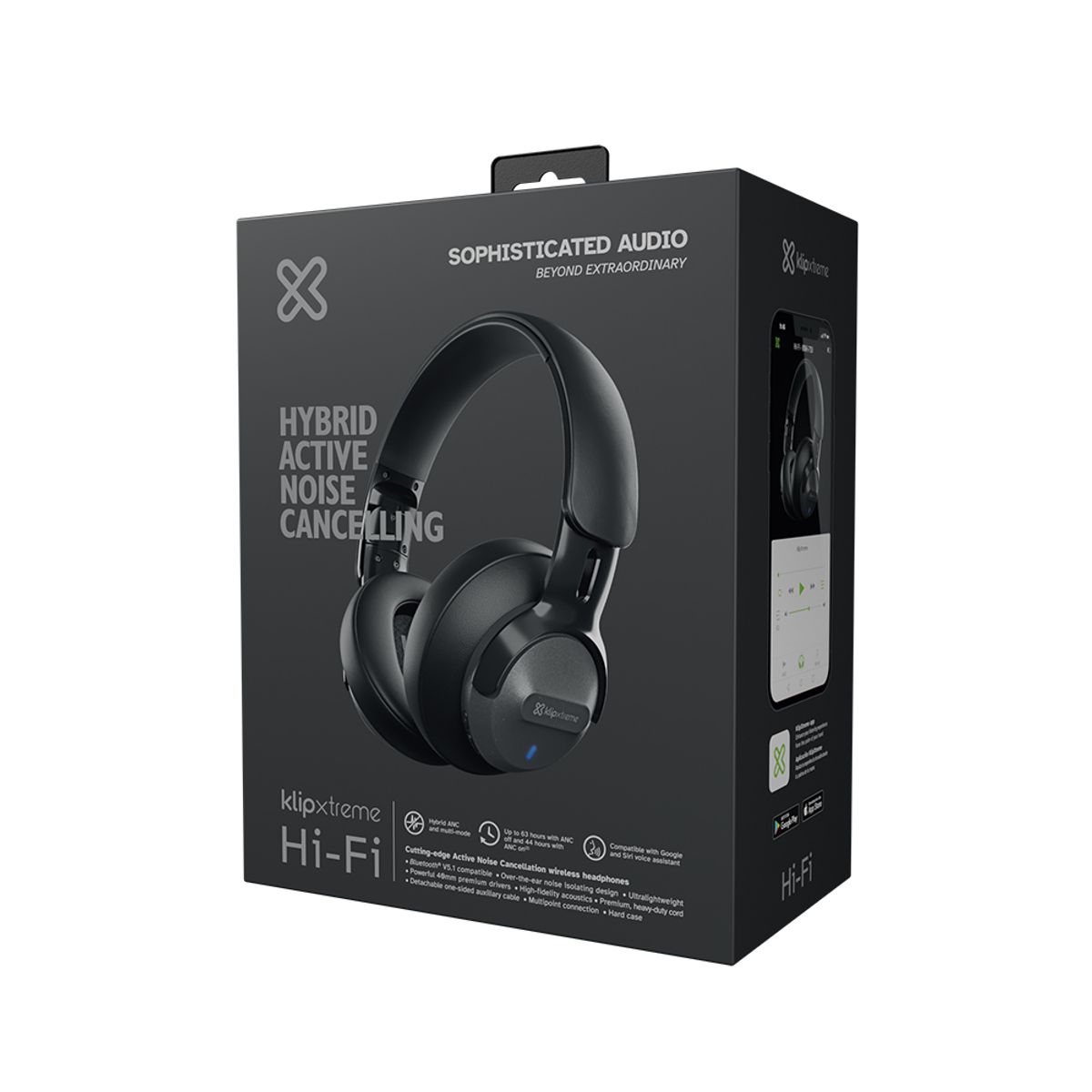 KLIP XTREME - Auriculares Klip Xtreme Knh-750Gr Inalámbricos Con Anc, 44 Horas De Batería, Color Gris Pa