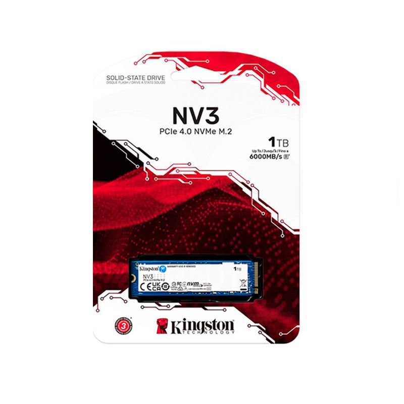 KINGSTON - Unidad De Estado Sólido Kingston Nv3 1Tb M.2 2280 Pcie Nvme 4.0 - Alta Velocidad Y Compati