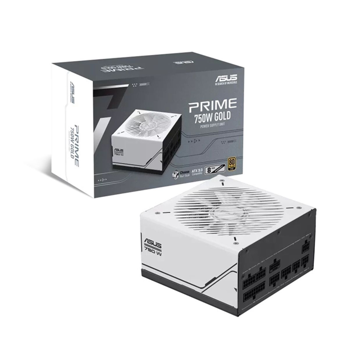 ASUS - Fuente De Poder Asus Prime Ap 750G Fm 750W 80 Plus Gold - Eficiencia Y Rendimiento En Blan