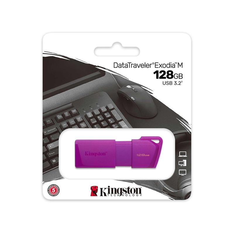 KINGSTON - Memoria Usb 128Gb Kingston Exodia M - Color Púrpura Neon Rápida Y Compacta Para Almacenam