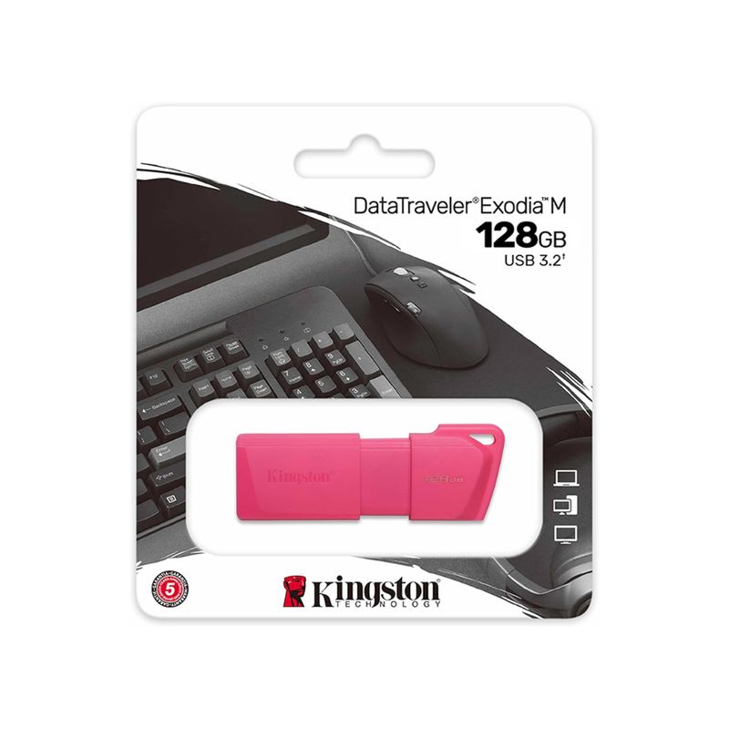 KINGSTON - Memoria Usb Kingston Exodia M 128Gb Rosa Neon - Alta Velocidad Y Diseño Moderno