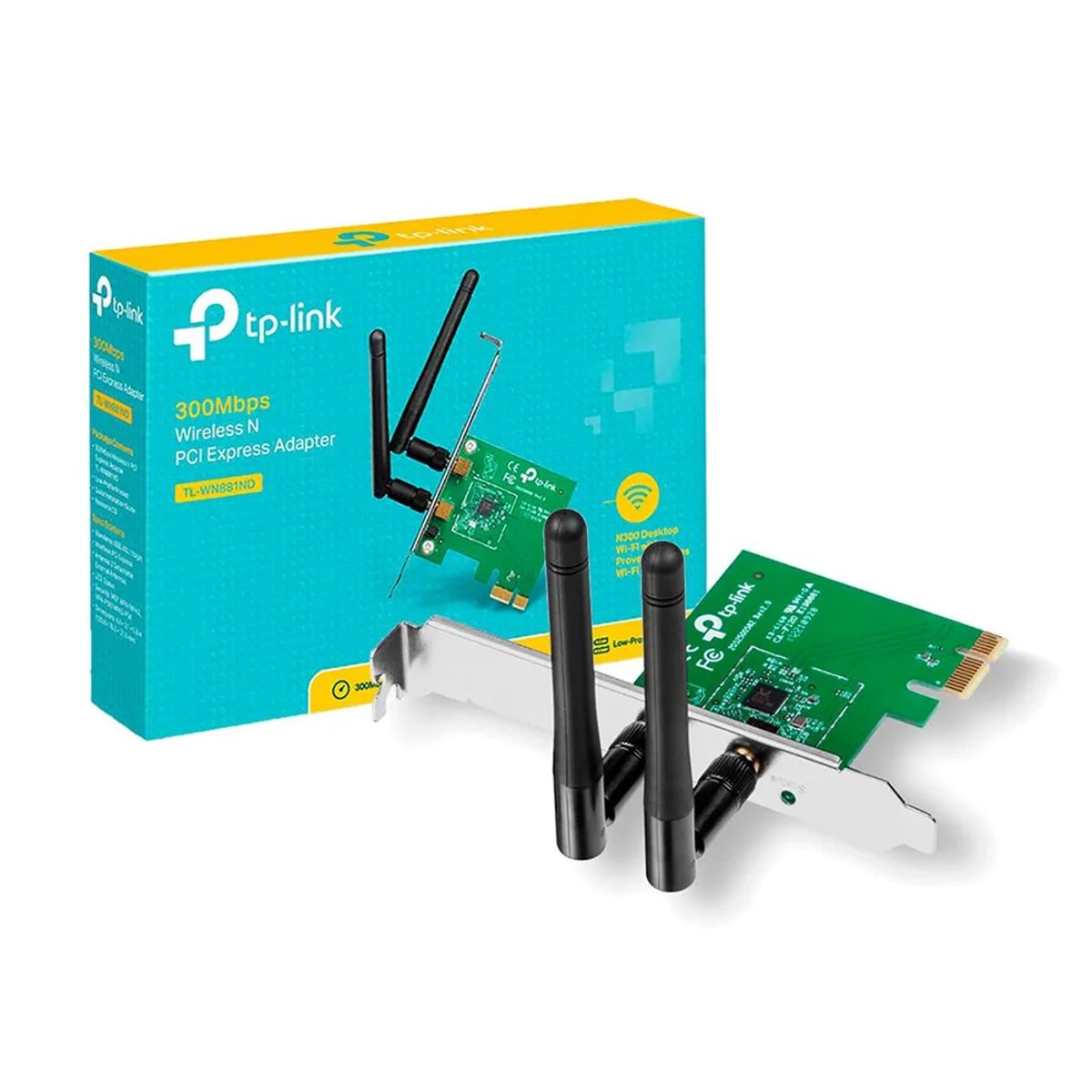 TP LINK - Adaptador De Red Tp-Link Tl-Wn881Nd Pcie 2.0 - Conectividad Wi-Fi 802.11B/G/N Rápido Y Efi