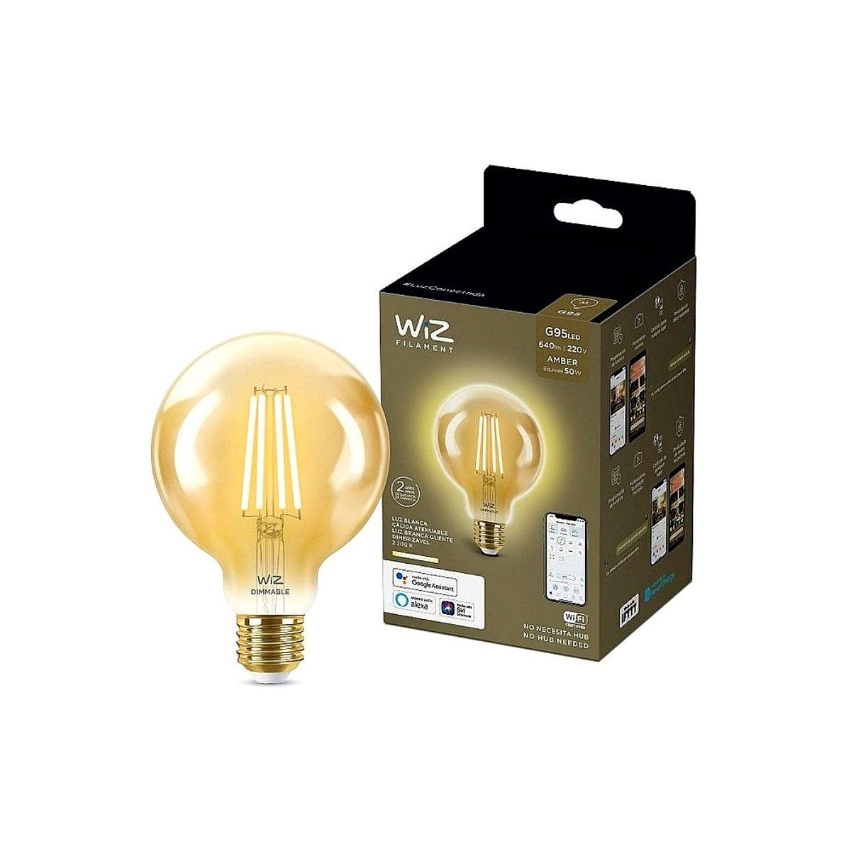WIZ - Bombilla Led Wiz Wi-Fi G95 69W E27 Ambiente Conectividad Inteligente 220V - Ilumina