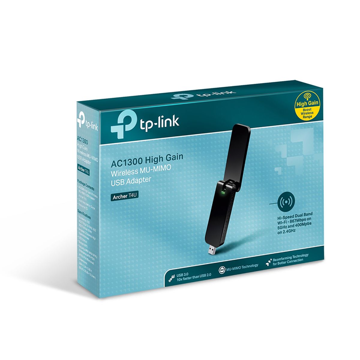TP LINK - Adaptador Wi-Fi Tp-Link Archer T4U Usb 3.0 - Conexión Rápida Y Estable Con Wi-Fi 5