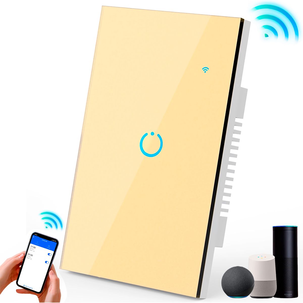 GENERICO - Interruptor Inteligente Universal Wifi Luz Smart Dorado Alexa 1 Banda