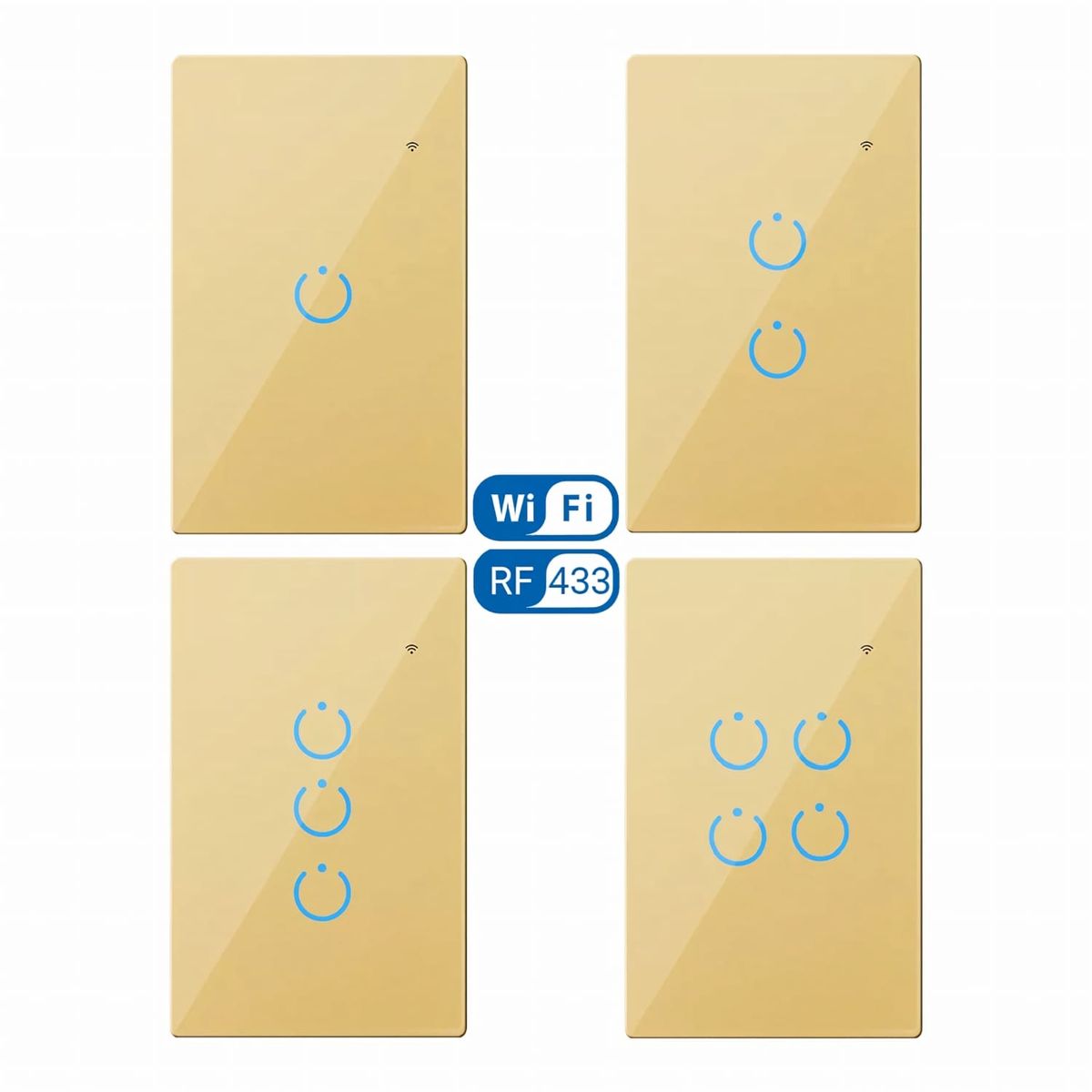 GENERICO - Interruptor Inteligente Universal Wifi Luz Smart Dorado Alexa 4 Bandas