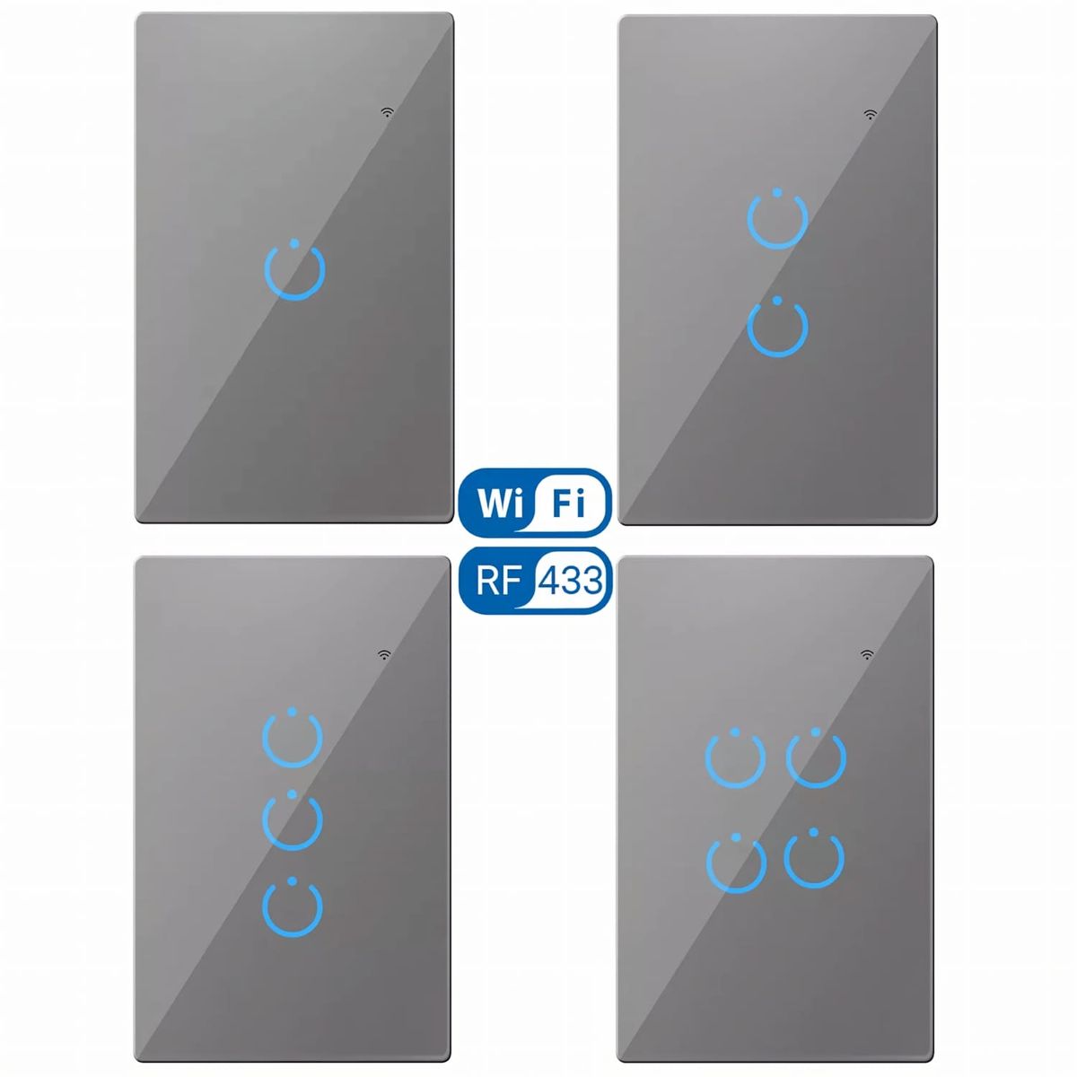 GENERICO - Interruptor Inteligente Universal Wifi Luz Smart Gris Alexa 2 Bandas