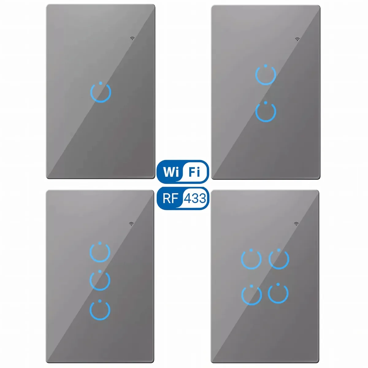 GENERICO - Interruptor Inteligente Universal Wifi Luz Smart Gris Alexa 4 Bandas