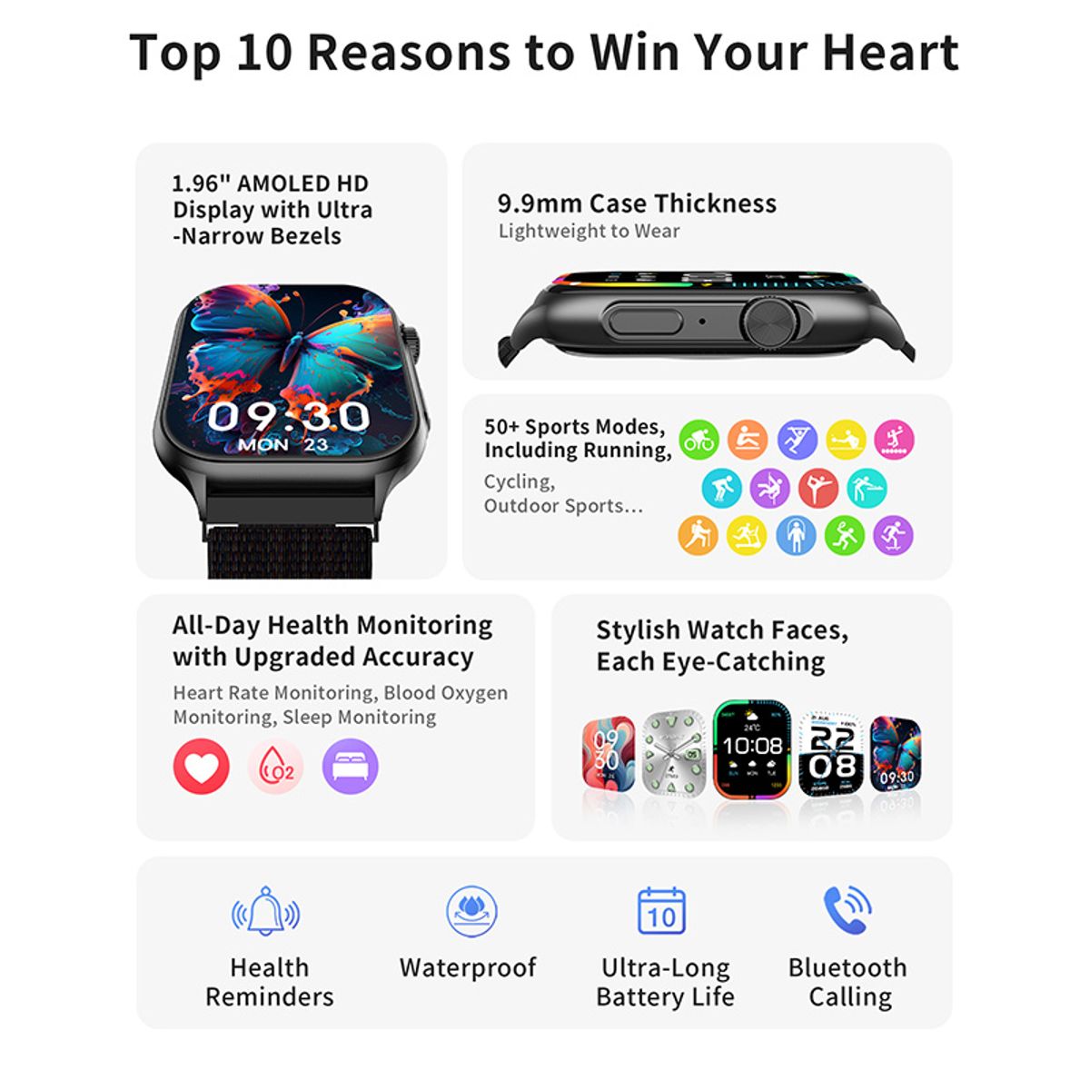 LENOVO - Reloj Inteligente Lenovo F101 Bluetooth Smartwatch 1.96 Amoled -Plata