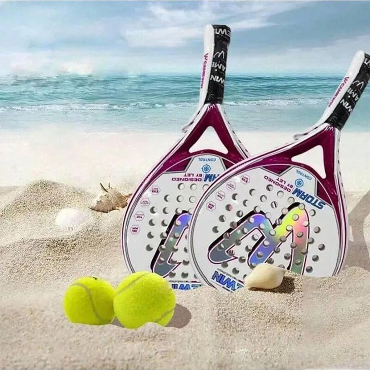 PUREPOWER - OFERTA RAQUETA PADEL CARBONO EVA ROSA  PLAYA  MUJER