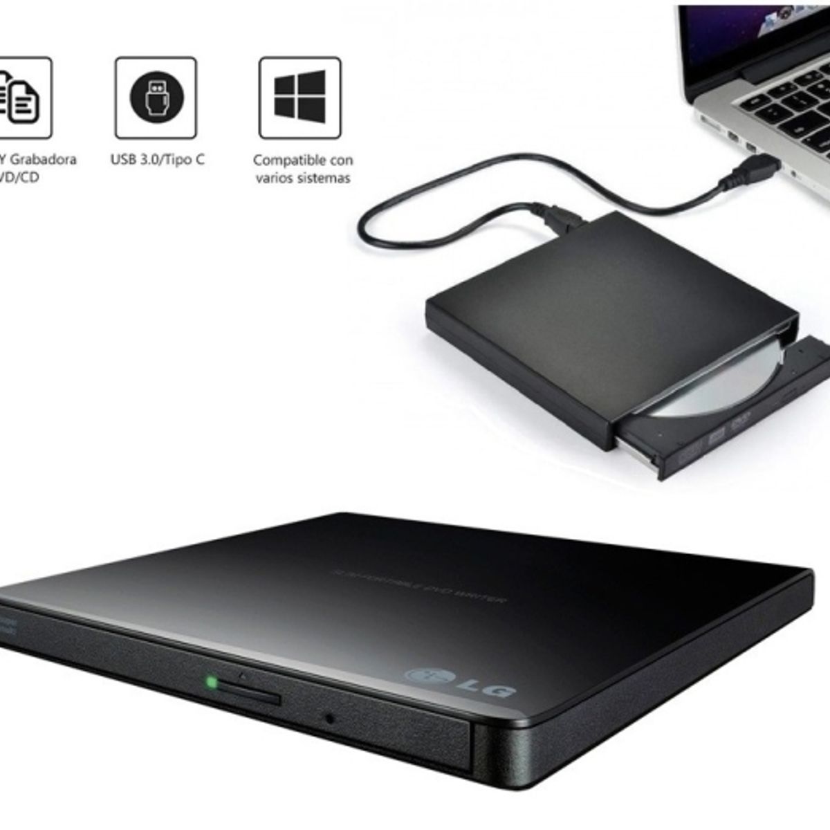 LG - Multigrabador LG DVD Externo USB Ultra Slim Portable GP65NB60
